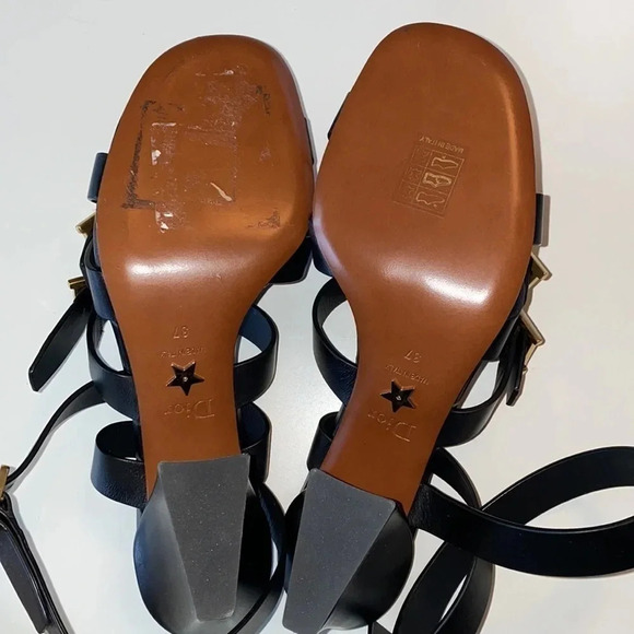 Christian Dior Double D Black Heeled Sandal Sz 37 - Picture 11 of 11